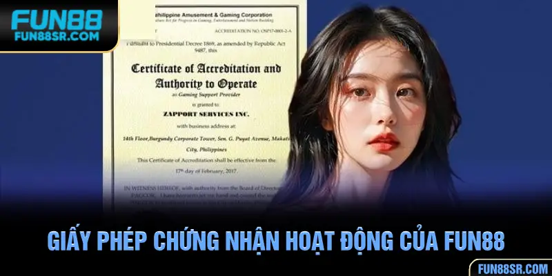 FUN88 được cấp phép hoạt động theo chuẩn quốc tế